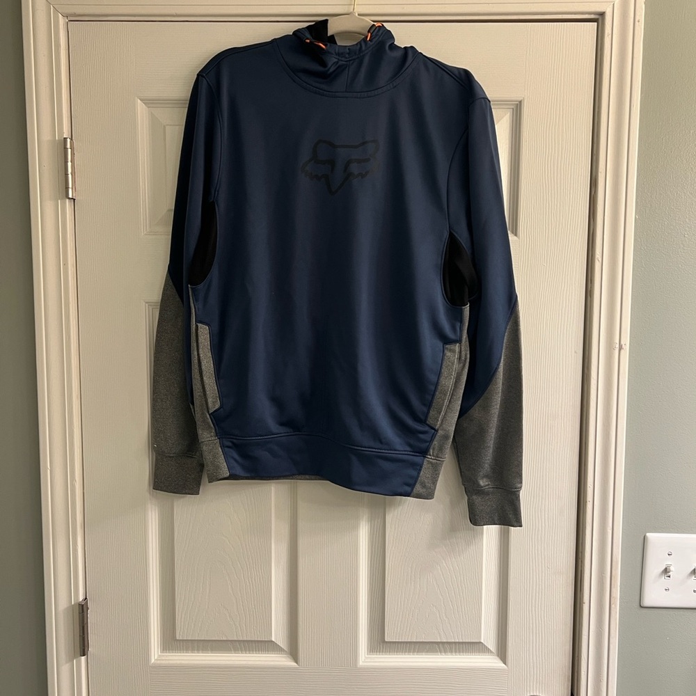 Fox Men's Navy and Charcoal Hoodie size S